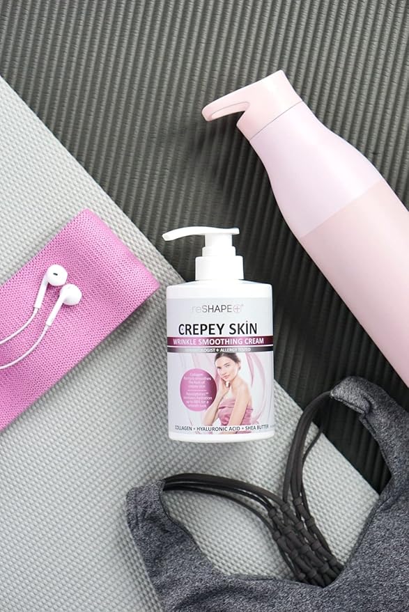 Reshape+ Rose Scented Body Cream, 15 Fl Oz - Wrinkle Treatment Moisturizer for Face, Arms, Neck, & Body with Hyaluronic Acid, Cruelty-Free