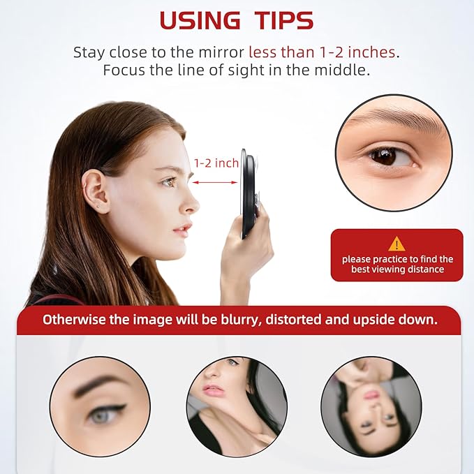 40X Magnifying Mirror with 3 Suction Cups, Magnified Makeup Mirror and Tweezers Set, Portable 6inch Travel Makeup Mirror with 40X Powerful+ Magnification for Makeup, Shaving, Blackhead Blemish Removal