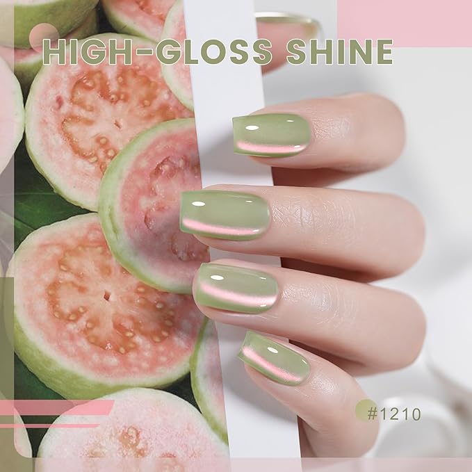 RARJSM Aurora Mermaid Cat Eye Gel Nail Polish Set 6pcs Reflective Pink Purple Green Blue Diamond Ceramic Glitter Glass Cateye Gelpolish with Magnet Stick 7.5ml Curing Requires Soak Off for Home Salon