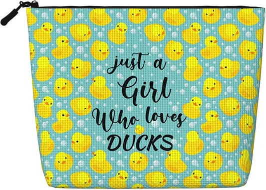 MOLAIGIN Just A Girl Who Love Ducks Cute Duck Cosmetic Bag For Women, Travel Makeup Bag, Toiletry Zipper Bag, Large Capacity Aesthetic Cases