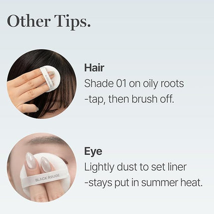 BLACK ROUGE, Egg Blur Powder, EP02 Nu peach, Loose Face Powder, Korean Makeup Oil Control Compact with Puff, Lightweight Long-Lasting Setting Powder in White, Peach & Purple, 0.17oz