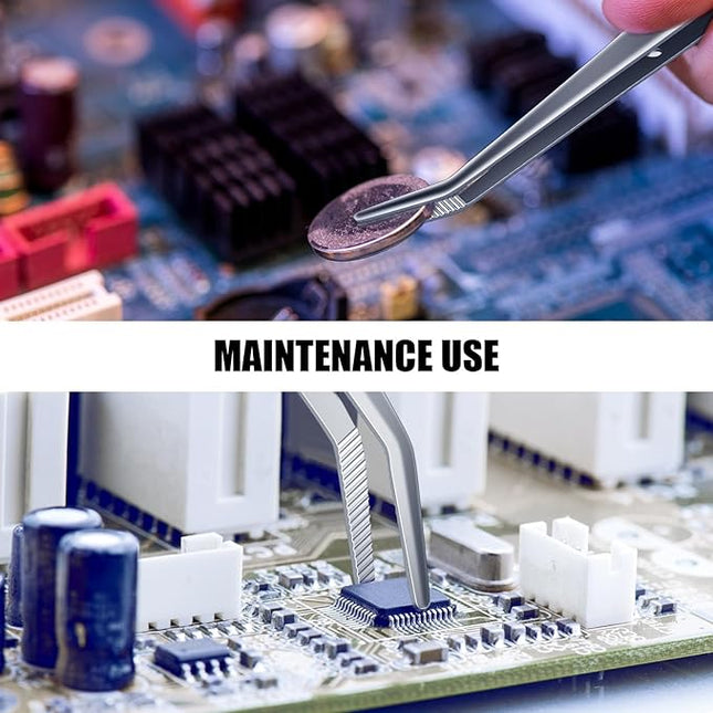 Stainless Steel Tweezers, with Curved Serrated Tip Multipurpose Sewing Machine Tweezers Forceps for Craft Repairing (10PCS)