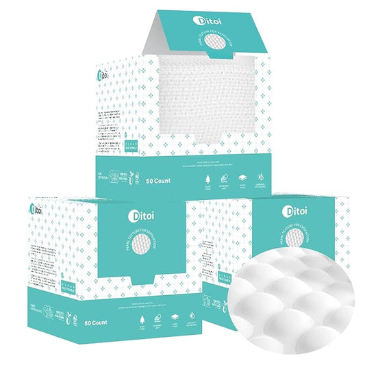 Disposable Face Towels,Ultra Thick Face Towelettes XL, Lint-Free Facial Wipes for Makeup Removal & Gentle Skin Care,10"×12",150 Count (3 Pack),Pearl-textured