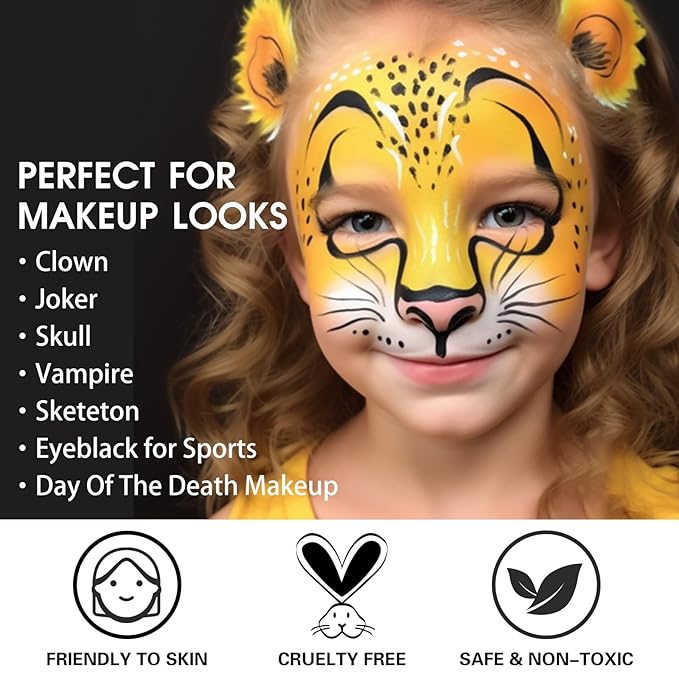 BOBISUKA Yellow Face Paint, Professional SFX Body Paint, High Pigmented Face Painting Kit for Halloween Cosplay, Costume, Parties,Stage, Theater, Special Effect Makeup（2.1 Fl.oz）
