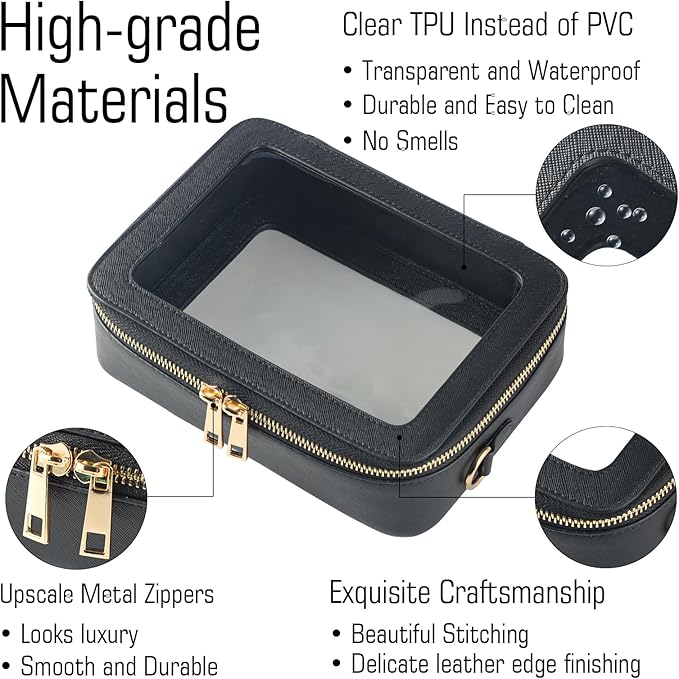 Small Clear Travel Makeup Bag Toiletry Bag Cosmetic Bag Set with Zipper for Women,Waterproof Transparent Makeup Pouch Travel Bag Organizer Case for Toiletries and Car Organization