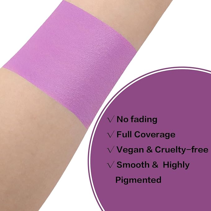 BAD COLOR Light Purple Face Paint Stick, Cream Lavender Periwinkle Eye Black, Sweatproof Waterproof for Sports Violet Lilac Halloween SFX Ursula Cosplay Costume Makeup
