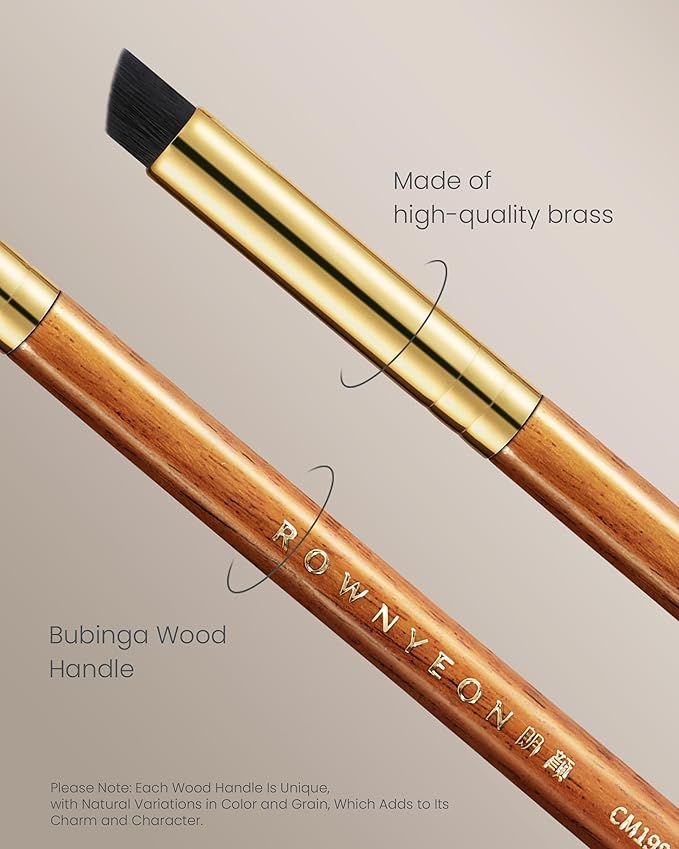 Desert Oak Series VelvetSlant Lip Artist - 45° Slanted Lip Brush for Gradient & Feathered Lips, Ultra-Soft Vegan Nylon, Bubinga Wood Handle (CM 198)