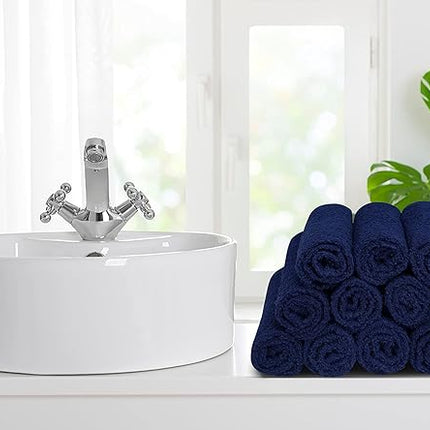 Softolle 100% Cotton Washcloths 60 Pack (12x12 Inches) Soft, Highly Absorbent Washcloth, Face Towels, Wash Cloths for Face, Ring Spun, Bulk Pack (Navy Blue)