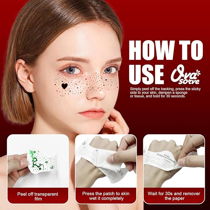 HQ Joker Freckles Face Tattoo - Black & Red Temporary Tattoos with Sinister Smiles | Waterproof Face Makeup for Halloween Costume, Zombie Party & Prisoner Cosplay (8 Sheets)