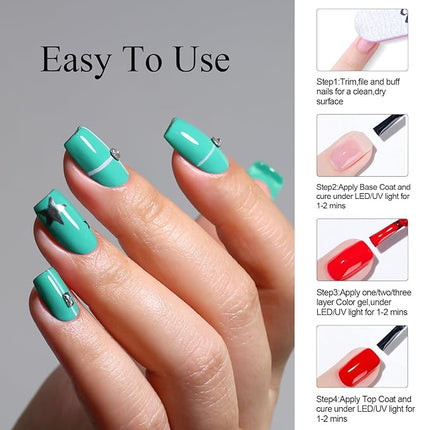 Imtiti Cyan Gel Nail Polish, 0.5Fl oz Blue Green Color UV/LED Soak Off Gel Polish for Spring Summer DIY Nail Art Manicure at Home 1Pcs