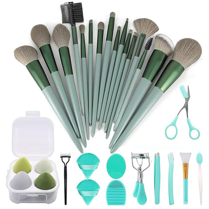Makeup Brushes 30 Pcs Makeup Kit,Foundation Brush Eyeshadow Brush Make up Brushes Set (Green, 30 Piece Set Large)