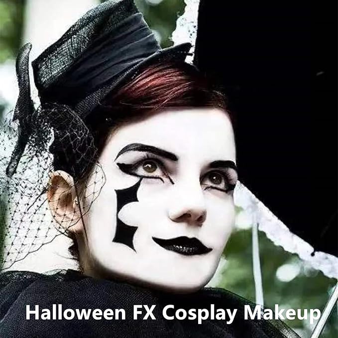 Go Ho White Face Paint,Washable Formula Face Paint Stick,Non-toxic Full-coverage Cream to Powder White Face Body Paint for Halloween Cosplay Zombie Skeleton Clown Goth Makeup