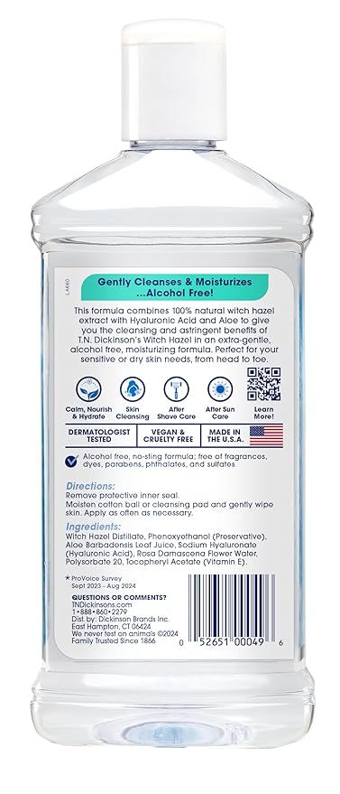 T.N. Dickinson's Witch Hazel Alcohol-Free Moisturizing Astringent, Made with 100% Natural Witch Hazel 16 oz (Pack of 2)