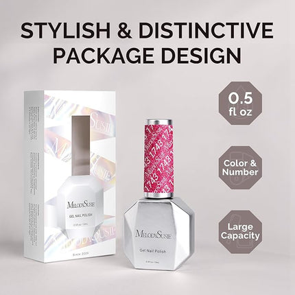 MelodySusie Neon Pink Glitter Gel Nail Polish,Red 0.5fl oz Soak Off UV LED Pink Diamond Glitter Gel Polish Gift for Women Nail Art Manicure Salon DIY Nail Design Decoration at Home-1743