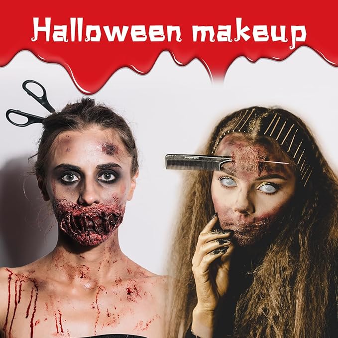 Depvision SFX Makeup Kit Halloween Makeup Set Professional Face Body Paint Special Effects Makeup Set with Fake Blood Scar Wax Oil Body Paint Sponges Brushes for Halloween Party SFX Cosplay