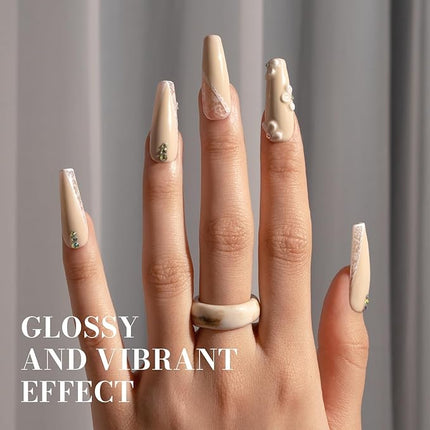 MelodySusie Gel Nail Polish,15ML Nude White Color Nails Soak Off UV LED Beige Gel Polish Gift for Women Nail Art Manicure Salon DIY Nail Design Decoration at Home-373