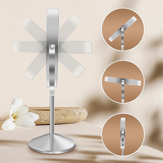 Ysenchan Lighted Makeup Mirror, 8'' Rechargable LED Vanity Magnifying Mirror, Double Sided 5X Manification Mirror with Stand, Cosmetic Standing Desk Mirror