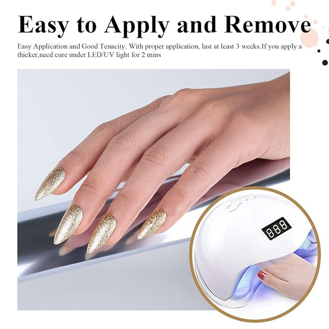 Imtiti Gold Yellow Gel Nail Polish, 1 Pcs 15ml Platinum Glitter Color Soak Off LED Long-Lasting Nail Gel Polish Nail Art Starter Manicure Salon DIY at Home, 0.5 Fluid Ounces