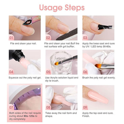 ROSALIND White Poly Extension Gel, 2.7 oz White Poly Nail Gel for Nail Art Decoration, Builder Pink Nail Thickening Extension Easy to DIY Use at Home Need UV Lamp