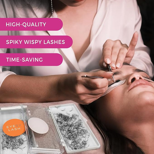 Eyesy Lash 500 Wispy Promade Fans - 7D 0.05 Size 15mm Curl D - Natural Wispy Lashes Loose Premade Lash Fans for Eyelash Extensions Handmade Pre Made Eyelashes for Spiky, Volume, Natural Look