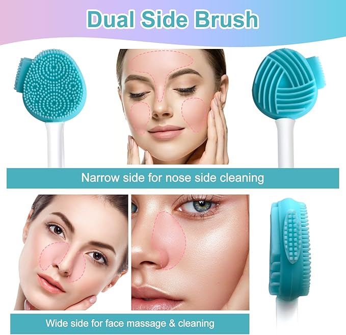 Blue Silicone Face Scrubber Face Mask Brush Exfoliating Lip Brush Cleansing Brush Facial Cleansing/Wash Exfoliator Blackhead Skin Care Tool Makeup Removes Dead & Dry Skin for Women