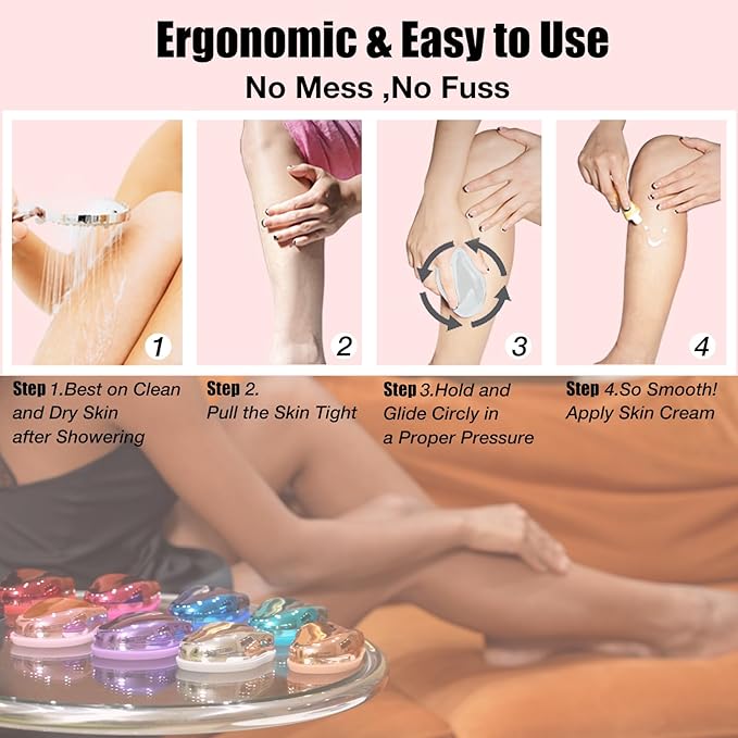 Crystal Hair Eraser,Upgraded Painless Crystal Hair Remover,Effective Nano Glass Hair Removal Device and Skin Exfoliation,Body Epilator for Women and Men(Silver)