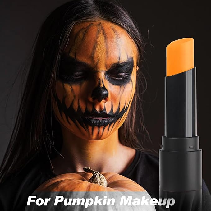 MEICOLY Orange Eye Black Stick,Waterproof Eye Black Baseball Softball Football Lacrosse,Orange Face Body Paint Stick for Halloween SFX Pumpkin Tiger Lion Cosplay Makeup