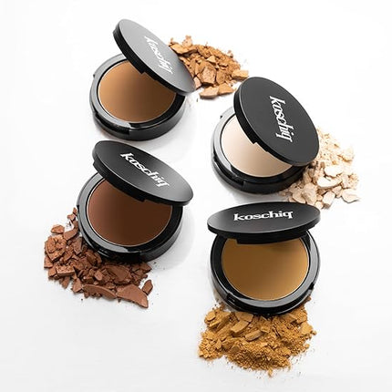 Koschiq Soft Matte Powder + Foundation – 2-in-1 Compact with Oil Control & Blurring Effect | 24hrs stay Longwear, Buildable Matte Finish | k-40. Light with warm golden undertone)