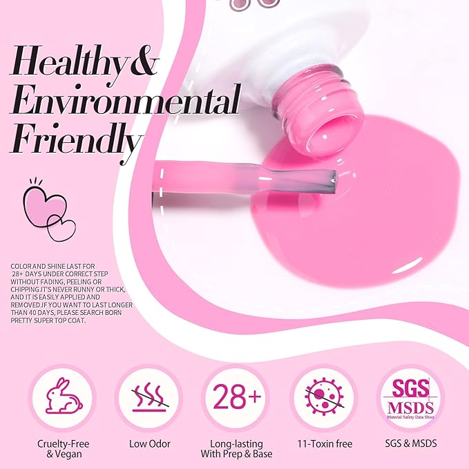 Born Pretty Pink Gel Nail Polish Set 6 Colors Sweet Lovely Nude Pink White Colors Nail Art DIY Manicure Salon Home 7ML