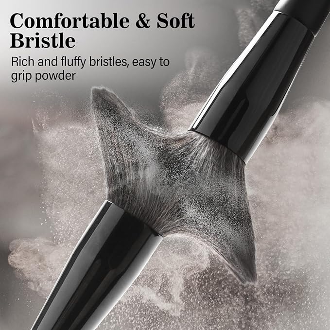 Professional Makeup Brush Set, LUXBRU 20PCs Makeup Brushes with Foundation Eyebrow Blending Concealer Blush Eyeshadow Contour Powder Brush, Make Up Brushes Kit with Travel Case & 2 Powder Puff-Black