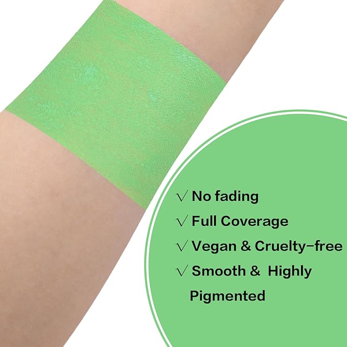BAD COLOR Light Green Eye Black, Lime Green Face Body Paint for Sports St. Patrick's Day Camouflage Hunting Hulk, Washable Painting Sticks for Halloween Costume SFX Cosplay Witch Grinch Makeup