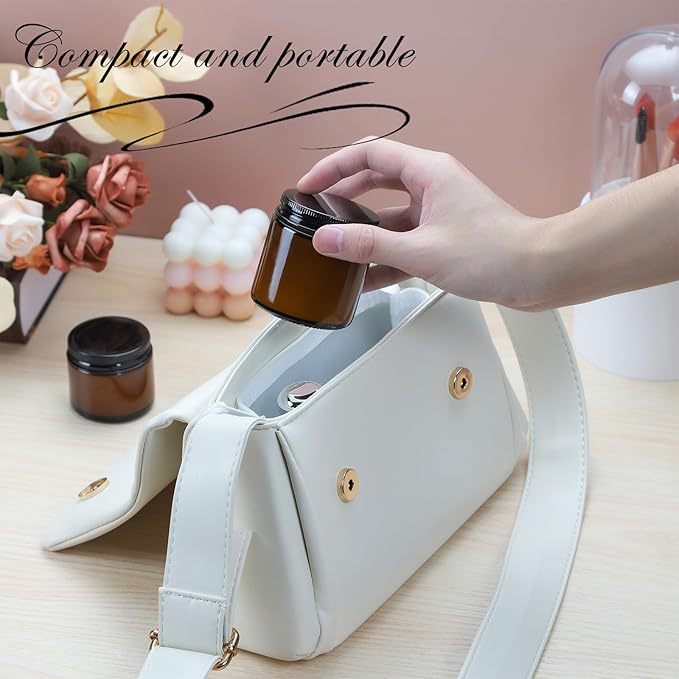 2oz Amber Glass Jars with Lids - 48 Pack Cosmetic Containers for Travel, Cream & Lotion