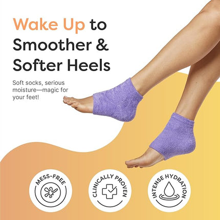 ZenToes Moisturizing Socks for Cracked Heel Treatment, Vitamin E, Olive Oil and Jojoba Oil Infused Heel Socks, Galentines Day Gifts, Self Care Gifts for Women (Fuzzy Lilac Purple, Regular)