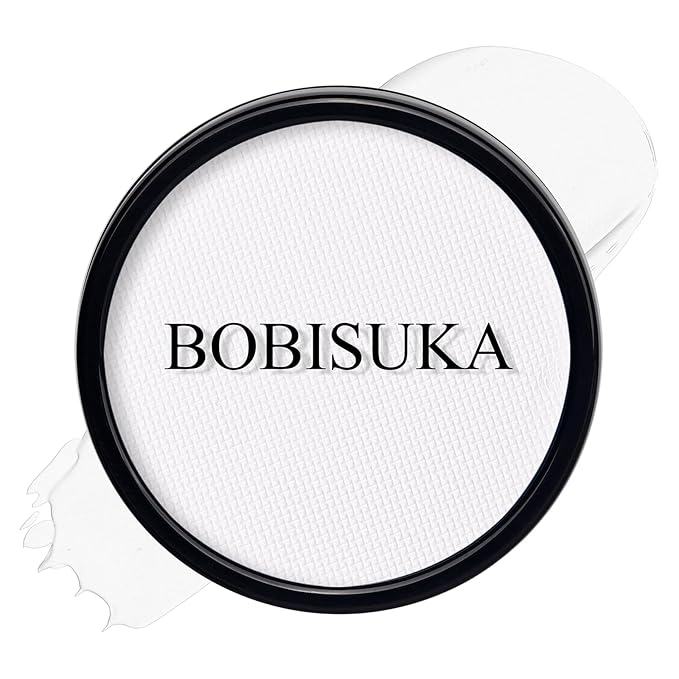 BOBISUKA Clown White Face Body Paint, Water-Based Face Painting Kit & Body Paints, Kids Adults Facepaint for Halloween Goth Skeleton Mime Ghost SFX Makeup, Costume Cosplay Party Art Theater & Stage