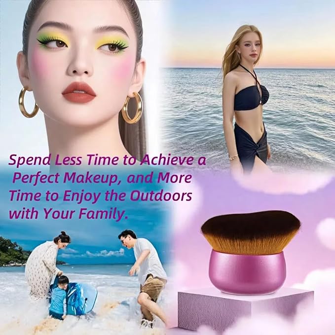 Blend & Blur 75mm Body Kabuki Brush - For Self Tanner, Body Bronzer & Foundation | Face/Back Multitool | Wet/Dry Use (Pink)