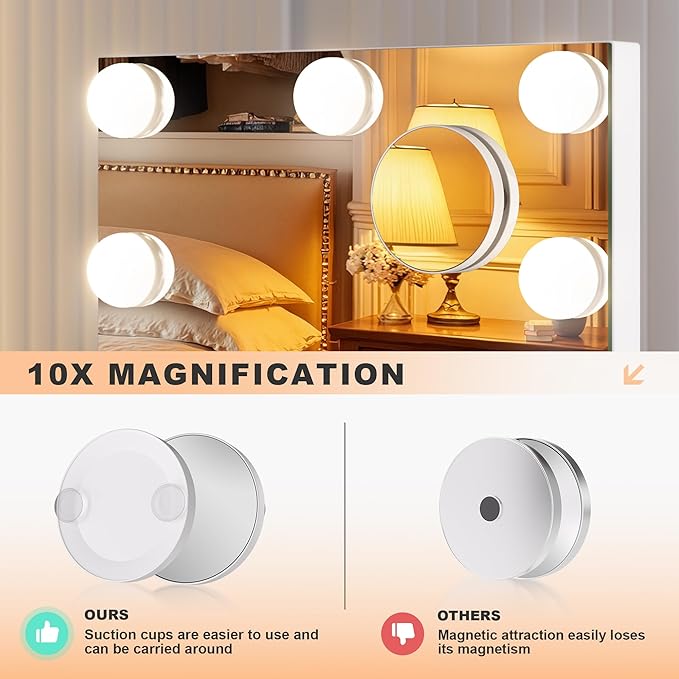 MINISO Vanity Mirror with Lights - 11" x 14" Hollywood Makeup Mirror with Adjustable Brightness,3 Modes Light, 360°Rotation