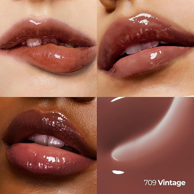 Laka Fruity Lip Glotioner, 10ml/0.33 fl.oz, Lip Gloss with High Shine Vivid Colors, Jelly tip for Hygienic & Easy Application, K-Beauty (#709 Vintage)