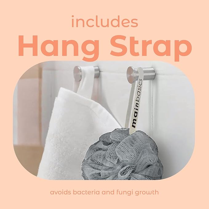 MainBasics Bath Shower Loofah Sponge Pouf Body Scrubber Exfoliator Body Wash Sponge (Set of 3, Coral Reef)