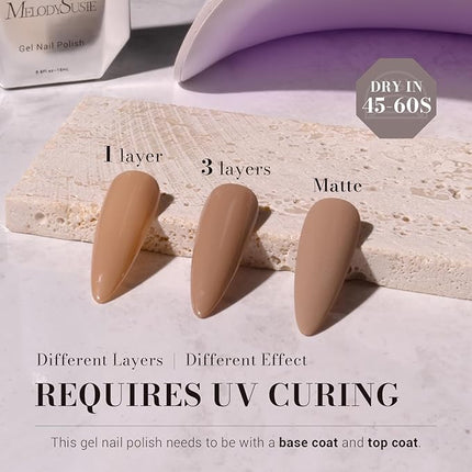 MelodySusie Nude Brown Gel Nail Polish, 0.5 fl oz Soak Off UV LED Beige Brown Gel Polish Gift for Women Nail Art Manicure Salon DIY Nail Design Decoration at Home-377