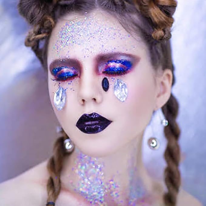 MEICOLY Light Purple Body Glitter,Chameleon Purple Mermaid Face Glitter,Mardi Gras Outfit for Women,Rave Glitter Makeup,Glitter Face Paint,Hair Chunky Glitter,Sparkling Glitter Gel for Women,50ml