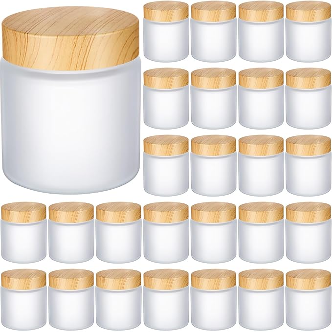 Geiserailie 30 Pieces Glass Cosmetic Containers Empty Sample Jars with Leak Proof Lids Makeup Sample Containers for Lotion Cream Cosmetic (100 Gram)