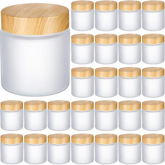 Geiserailie 30 Pieces Glass Cosmetic Containers Empty Sample Jars with Leak Proof Lids Makeup Sample Containers for Lotion Cream Cosmetic (100 Gram)
