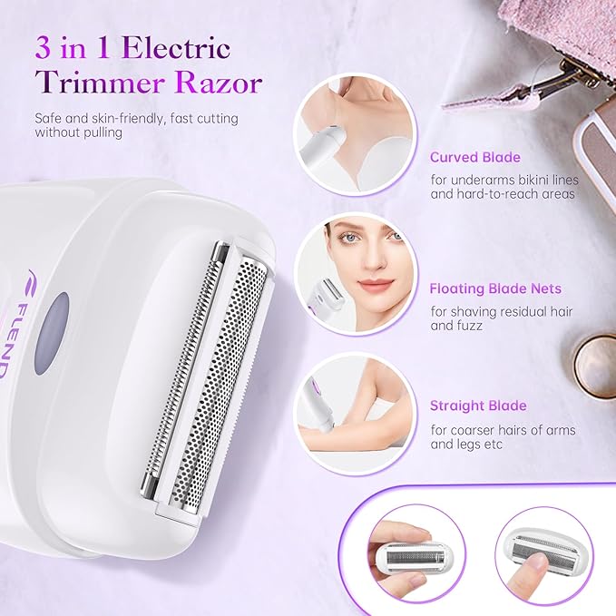 Epilator,Epilators Hair Removal for Women, 2 in 1 Hair Removal Device with LED Light & USB Rechargeable, Electric Shaver for Legs,Underarms,Bikini and Full Body