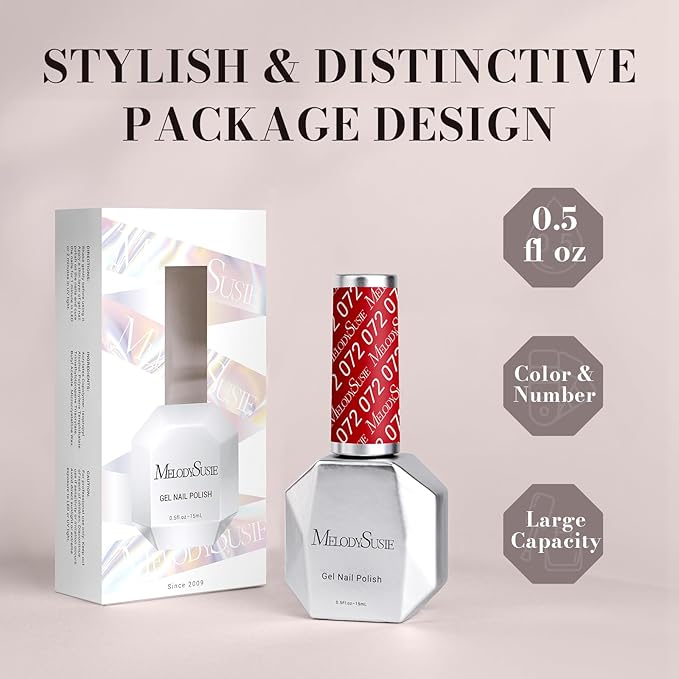 MelodySusie Cherry Red Gel Nail Polish,0.5 Fl Oz Soak Off UV LED Ruby Dark Red Gel Polish Christmas Gift for Women Nail Art Manicure Salon DIY Nail Design Decoration at Home-072-A2806