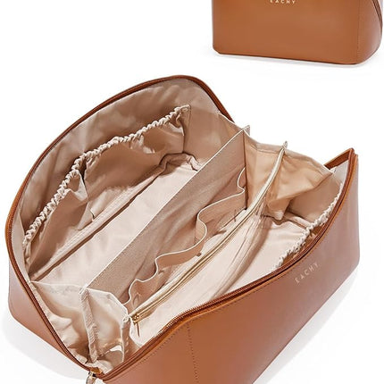 EACHY Travel Makeup Bag,Large Capacity Cosmetic Bags for Women,Waterproof Portable Pouch Open Flat Toiletry Bag Pattern Makeup Bag