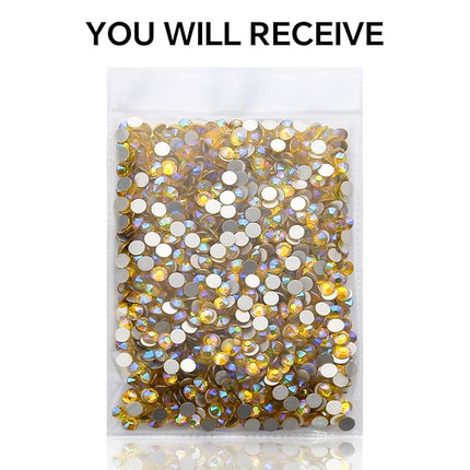 1440Pcs Lemon Ab Crystal Rhinestones,Glass Flatback Rhinestones Gemstones for Nail Face Makeup Art Crafts Clothes Decoration -(SS16,4.0mm,Lemon Ab)
