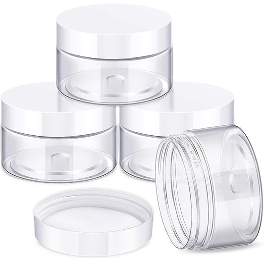 Patelai 4 Pieces Round Wide-mouth Leak Proof Plastic Container Jars with Lids for Travel Storage Makeup Beauty Products Face Creams Oils Salves Ointments DIY Making(1 Ounce,White)