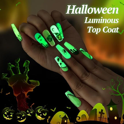 U-Shinein Glow In The Dark Gel, Glow Transparent Nail Top Coat, Long-lasting Luminous Nail Gel Top Coat for Nail Art, UV LED Needed Perfect with Any Colors Salon Pro DIY Home