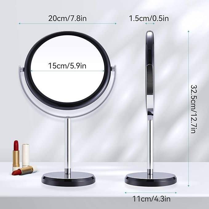 MIYADIVA 20X Magnifying Mirror - Double Sided 1X & 20X Makeup Mirror with 360 Rotation Stand