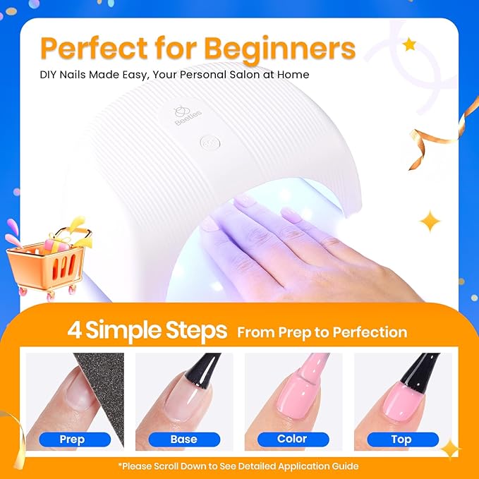 Beetles Gel Nail Polish Kit with UV Light - 31Pcs Nail Polish Set Popular Color Gel with Base and Matte&Glossy Top Coat Soak Off All Season DIY Manicure Kit Art Gifts for Women Teen Girls